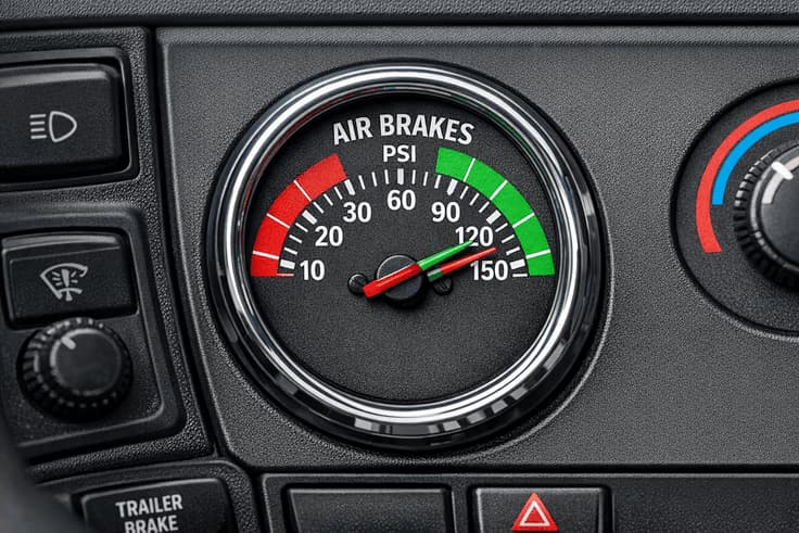 Air brake pressure gauge readings tested on the cdl class a permit test ny