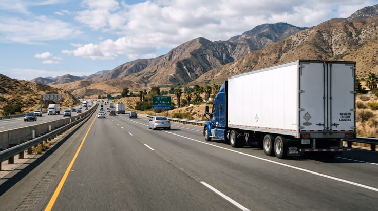 Class A California driver's license truck on California highway