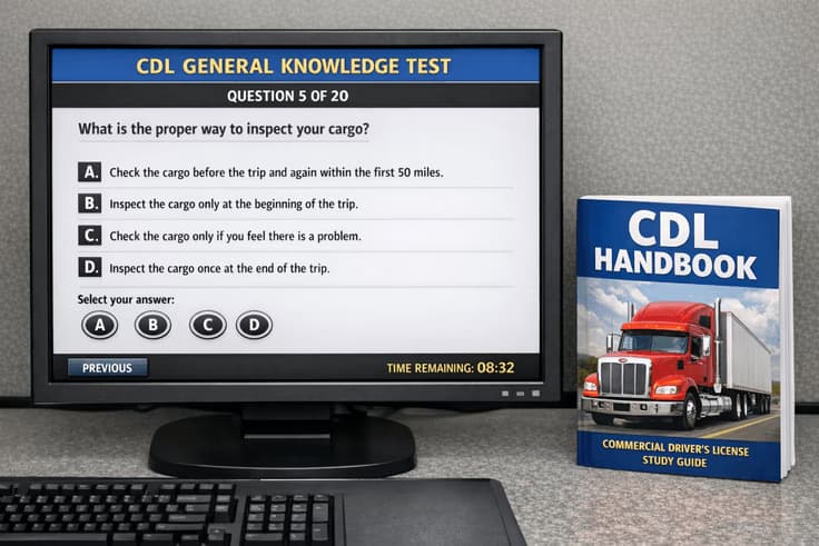 CDL general knowledge test format for Florida DHSMV with multiple choice questions