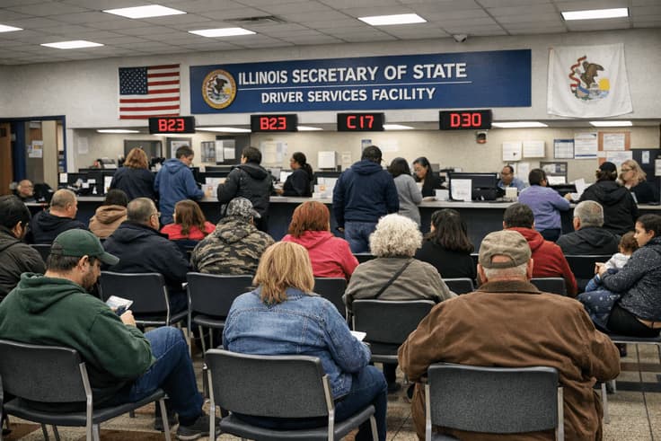 Illinois Secretary of State Driver Services facility where you take the DMV test in Illinois