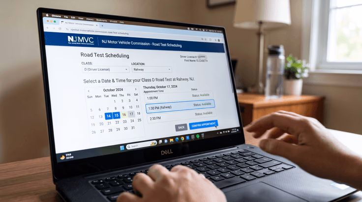 dmv driving test appointment online nj scheduler