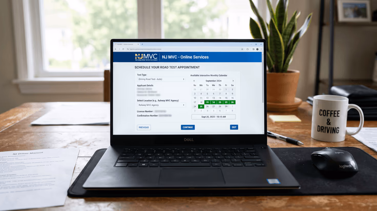 Book dmv driving test appointment nj online
