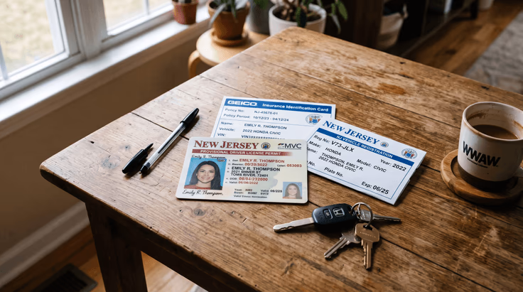 NJ MVC road test requirements permit and registration