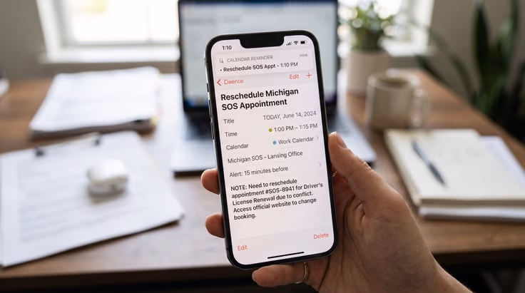 Rescheduling a Michigan SOS office appointment online with confirmation number