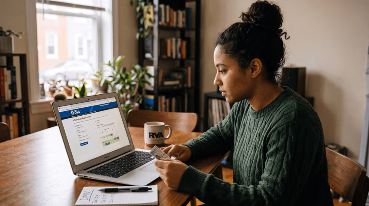 Booking a Virginia DMV driving test appointment online at dmv.virginia.gov