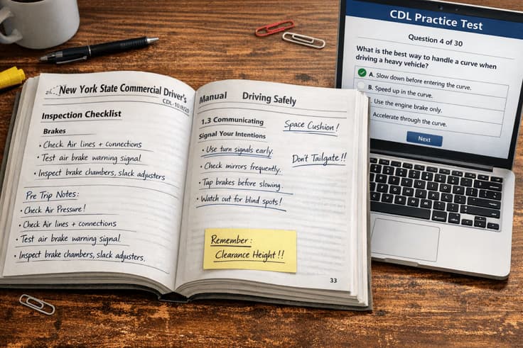 Studying with cdl general knowledge practice test ny and cdl practice written test ny resources