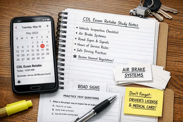 Scheduling a retake after failing the written CDL test in New York—cdl permit test ny retake planning