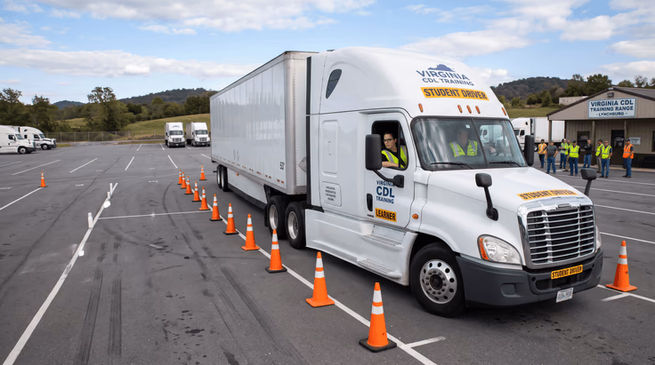 CDL training cost Virginia student driver practicing behind the wheel