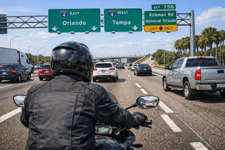 Florida motorcycle safety tips: defensive riding techniques and scanning ahead in traffic