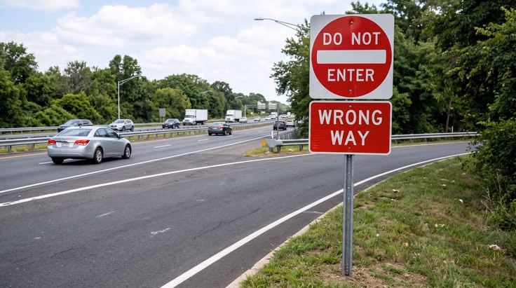 Wrong Way sign vs Do Not Enter sign: red rectangle after red circle on a one-way road