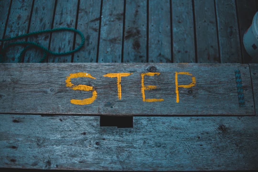Wooden step with yellow step